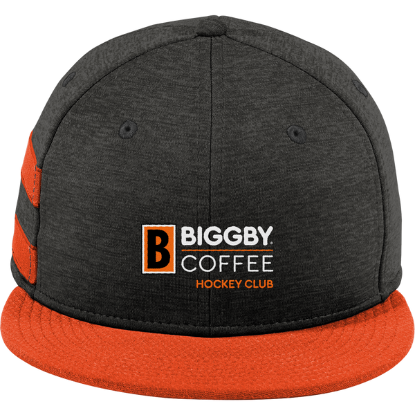 Biggby Coffee Hockey Club New Era Shadow Heather Striped Flat Bill Snapback Cap