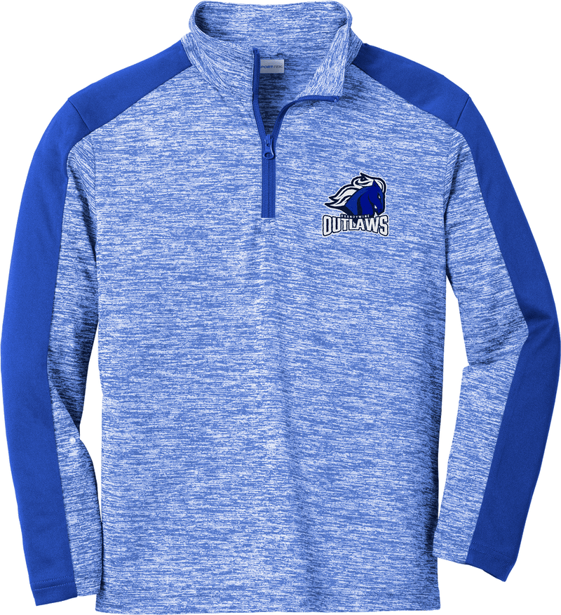 Brandywine Outlaws Youth PosiCharge  Electric Heather Colorblock 1/4-Zip Pullover